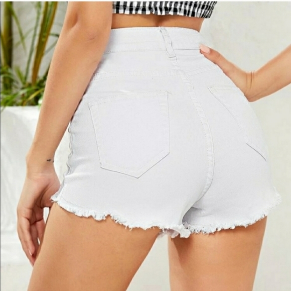 CHAZ Pure White Shorts High Waist Vintage - Picture 8 of 9